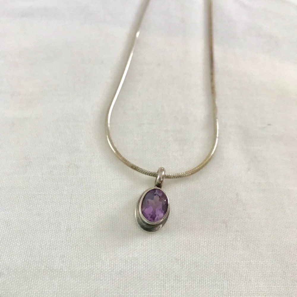 Silver and Amethyst Red Envelope necklace